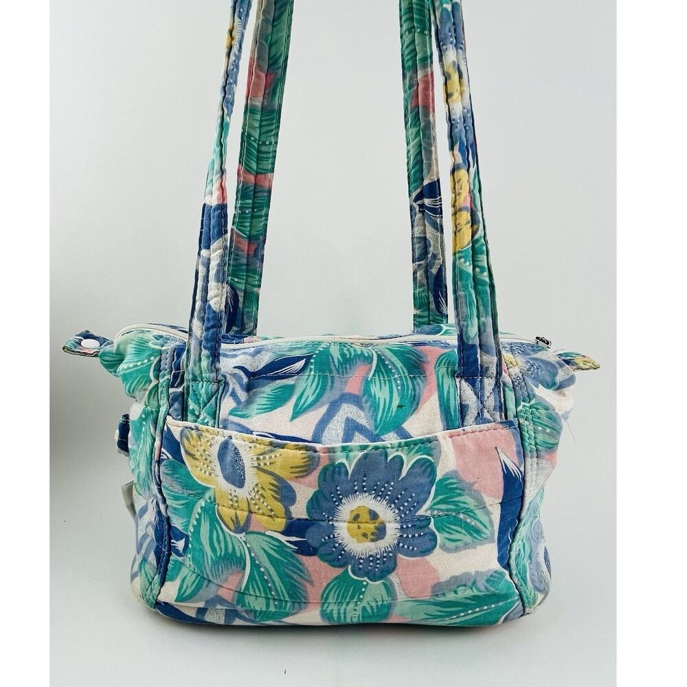 Vintage Baby Connection Diaper Bag Purse Organizer Tote Pastel Flowers Green Blu